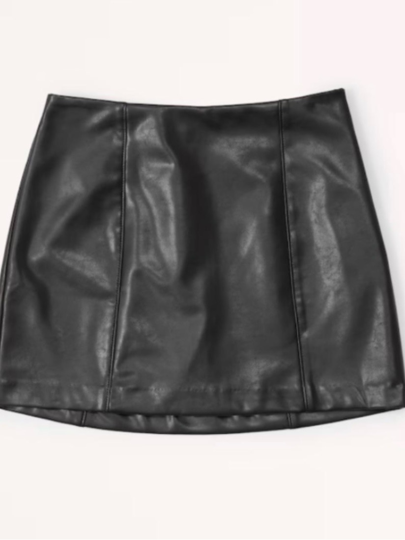 Abercrombie & Fitch Black Faux Leather Mini Skort